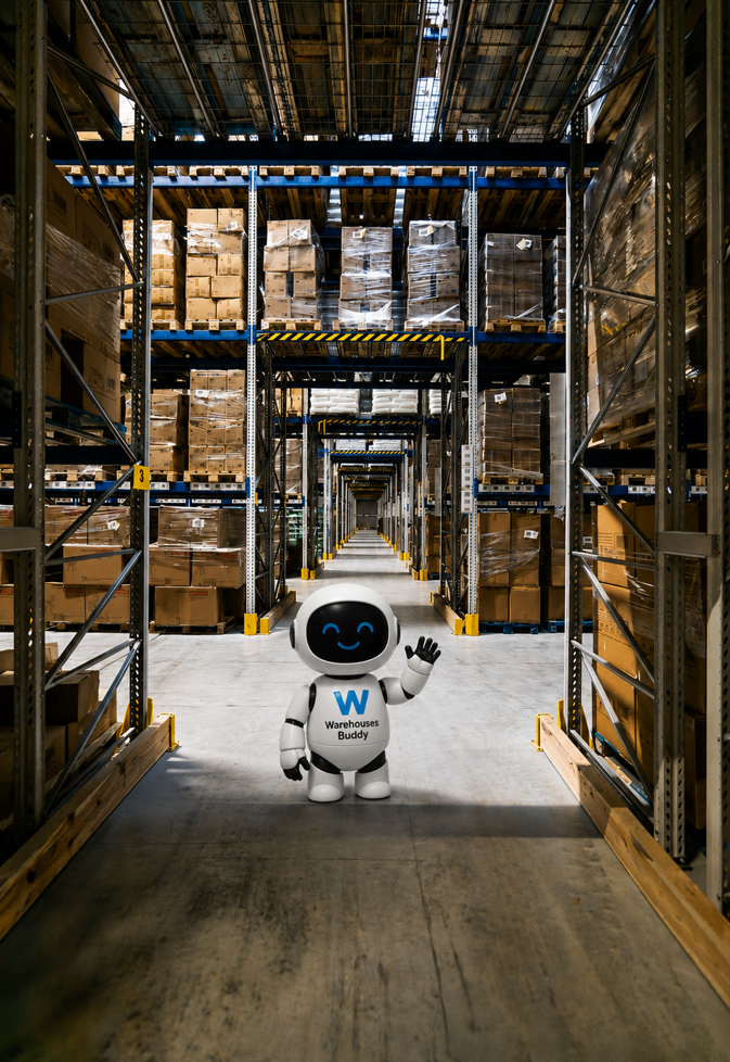 Warehouse Buddy w alejce magazynowej Alfa Warehouses
